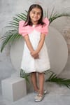 Label Neeti_White Organza, Net, Lining Cotton Sequin Ruched Bow Dress _Online_at_Aza_Fashions