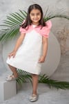 Buy_Label Neeti_White Organza, Net, Lining Cotton Sequin Ruched Bow Dress _Online_at_Aza_Fashions