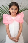 Shop_Label Neeti_White Organza, Net, Lining Cotton Sequin Ruched Bow Dress _Online_at_Aza_Fashions
