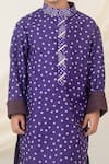 Label Neeti_Purple Muslin, Cotton Embroidery Bandhani Print Kurta _Online_at_Aza_Fashions