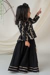 Label Neeti_Black Chanderi, Lining Cotton, Silk Brocade Woven Peplum Blouse With Lehenga _at_Aza_Fashions