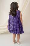 Shop_Label Neeti_Purple Muslin, Cotton Gota Patti Bandhani Print Dress _at_Aza_Fashions
