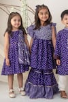 Label Neeti_Purple Muslin, Cotton Gota Patti Bandhani Print Dress _Online_at_Aza_Fashions