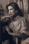 Jigar Mali_Maroon Raw Silk And Georgette Lining Embroidered Saree With Blouse _Online_at_Aza_Fashions