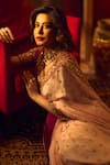 Buy_Jigar Mali_Maroon Raw Silk And Georgette Lining Embroidered Saree With Blouse _Online_at_Aza_Fashions
