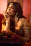 Azeera_Orange Silk Embroidery, Sequins, Zari Apoorva Floral Zardozi Bridal Lehenga Set 