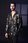 Buy_Label Muslin_Black Velvet Embroidery Designer Shirt _at_Aza_Fashions