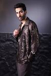Label Muslin_Brown Velvet Designer Shirt _Online_at_Aza_Fashions