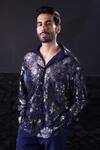 Buy_Label Muslin_Blue Velvet Embroidery Designer Floral Shirt _at_Aza_Fashions