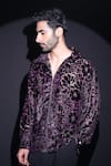 Label Muslin_Purple Embroidery Brasso Designer Shirt _at_Aza_Fashions