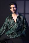 Label Muslin_Green Brasso Designer Shirt _at_Aza_Fashions