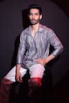 Buy_Label Muslin_Blue Satin Designer Striped T-shirt _Online_at_Aza_Fashions
