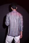 Shop_Label Muslin_Blue Satin Designer Striped T-shirt _at_Aza_Fashions