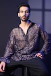 Buy_Label Muslin_Blue Net Embroidery Designer Shirt _Online_at_Aza_Fashions