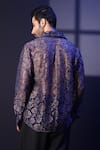 Shop_Label Muslin_Blue Net Embroidery Designer Shirt _at_Aza_Fashions