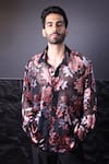 Buy_Label Muslin_Black Embroidery Floral Print Designer Shirt _at_Aza_Fashions