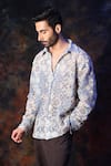 Label Muslin_Blue Cotton Crochet Designer Shirt _Online_at_Aza_Fashions