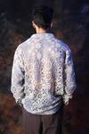 Shop_Label Muslin_Blue Cotton Crochet Designer Shirt _at_Aza_Fashions
