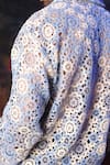 Label Muslin_Blue Cotton Crochet Designer Shirt _at_Aza_Fashions