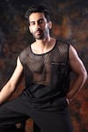 Shop_Label Muslin_Black Crochet Designer T-shirt _Online_at_Aza_Fashions