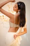 Foram Patel_Cream Georgette Embroidery, Mirrors, Cut Pre-draped Ruffle Saree With Blouse _Online_at_Aza_Fashions