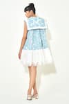 Shop_Qala Clothing_Blue Denim, Cotton, Poplin Lace Scoop Neck Light Embroidered Cutwork Dress _at_Aza_Fashions