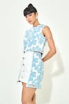 Buy_Qala Clothing_Blue Denim Lace, Metallic Thread Round Neck Light Embroidered Skirt Set _Online_at_Aza_Fashions