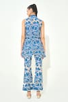 Shop_Qala Clothing_Blue Denim Embroidery, Cut Work High Neck Co-ord Set _at_Aza_Fashions