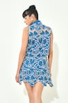 Shop_Qala Clothing_Blue Denim Cut Work Collared Embroidered Dress _at_Aza_Fashions
