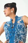 Buy_Qala Clothing_Blue Denim Cut Work Collared Embroidered Dress _Online_at_Aza_Fashions
