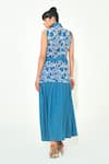 Shop_Qala Clothing_Blue Denim Embroidery Collared Soleil Cutwork Maxi Dress _at_Aza_Fashions