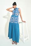 Buy_Qala Clothing_Blue Denim Embroidery Collared Soleil Cutwork Maxi Dress _at_Aza_Fashions