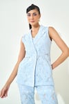 Buy_Qala Clothing_Blue Denim, Round Neck Light Coord Set _Online_at_Aza_Fashions