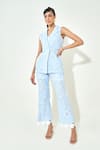 Shop_Qala Clothing_Blue Denim, Round Neck Light Coord Set _Online_at_Aza_Fashions