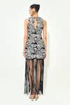 Shop_Qala Clothing_Black Knit Fringe Round Neck Maxi Dress _at_Aza_Fashions
