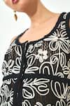 Qala Clothing_Black Knit Embroidery Round Neck Top And Bellbottom Pant Set _Online_at_Aza_Fashions