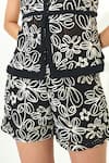 Qala Clothing_Black Knit Embroidery Round Neck Floral Co-ord Set _at_Aza_Fashions