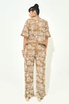 Shop_Qala Clothing_Beige Knit Embroidery Round Neck Floral Top And Pant Set _at_Aza_Fashions