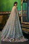Shop_Supria Munjal_Gold Chanderi, Tissue Embroidery, Sequins Round Neck Sand Gown _at_Aza_Fashions