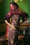 Shop_Supria Munjal_Wine Silk Beads Bandeau Neck Pure Designer Gown _at_Aza_Fashions