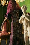 Supria Munjal_Wine Silk Beads Bandeau Neck Pure Designer Gown _Online_at_Aza_Fashions