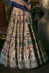 Buy_Supria Munjal_Blue Chanderi , Chanderi, Sequins, Beads, Royal Lehenga Set _Online_at_Aza_Fashions