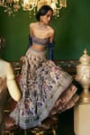 Shop_Supria Munjal_Blue Chanderi , Chanderi, Sequins, Beads, Royal Lehenga Set _at_Aza_Fashions
