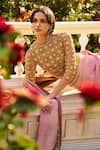 Supria Munjal_Pink Silk, Tissue Sequins, Embroidery, Beads Designer Cashmere Rose Saree Set _Online_at_Aza_Fashions