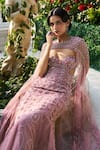 Buy_Supria Munjal_Purple Tulle Beads Sweetheart , High Embellished Designer Gown And Cape _Online_at_Aza_Fashions