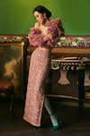 Shop_Supria Munjal_Purple Tulle Beads, Embroidery Round Neck, Sweetheart Bolero Skirt And Blouse Set _at_Aza_Fashions