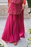 Buy_Supria Munjal_Pink Chiffon, Silk Sequins, Beads Round Neck Raspberry Designer Kurta Set _Online_at_Aza_Fashions