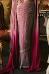 Supria Munjal_Purple Tulle Embroidery Round Neck Designer Saree Set _Online_at_Aza_Fashions