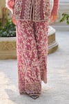 Supria Munjal_Purple Georgette Sequins, Embroidery V-neck Designer Shimmer Kurta And Pant Set _Online_at_Aza_Fashions