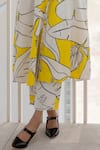 Silai Studio_Yellow Cotton, Linen Button-down Neck Plantain Orchard Down Kurta Set _Online_at_Aza_Fashions